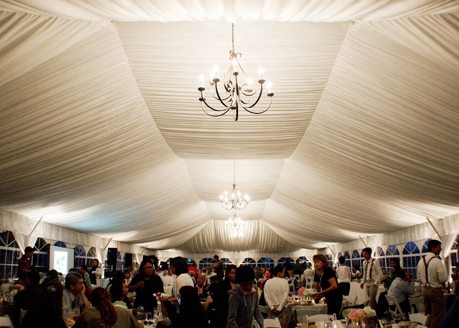 40x100 tent with chandeliers