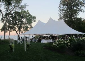 60x60 tent on lake michigan