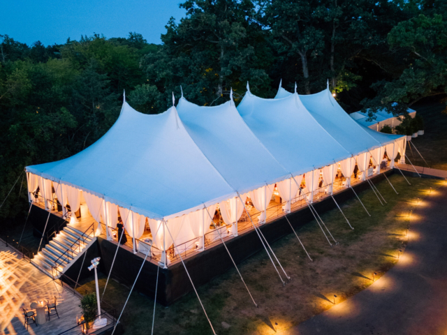 60′ Century Tent Rental on Level Floor
