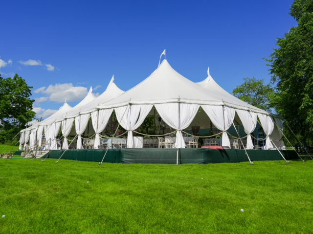 Tent Leg Draping on sailcloth tent