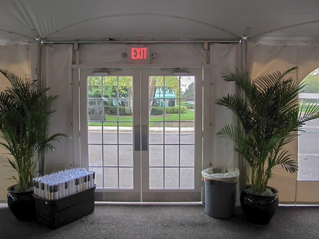 French Doors Indoor View under exit sign