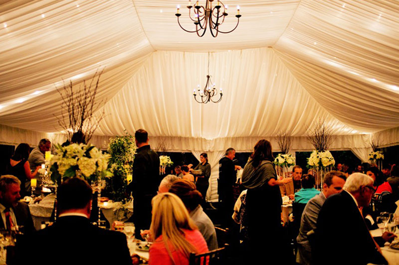 wedding tent rental with fabric liner