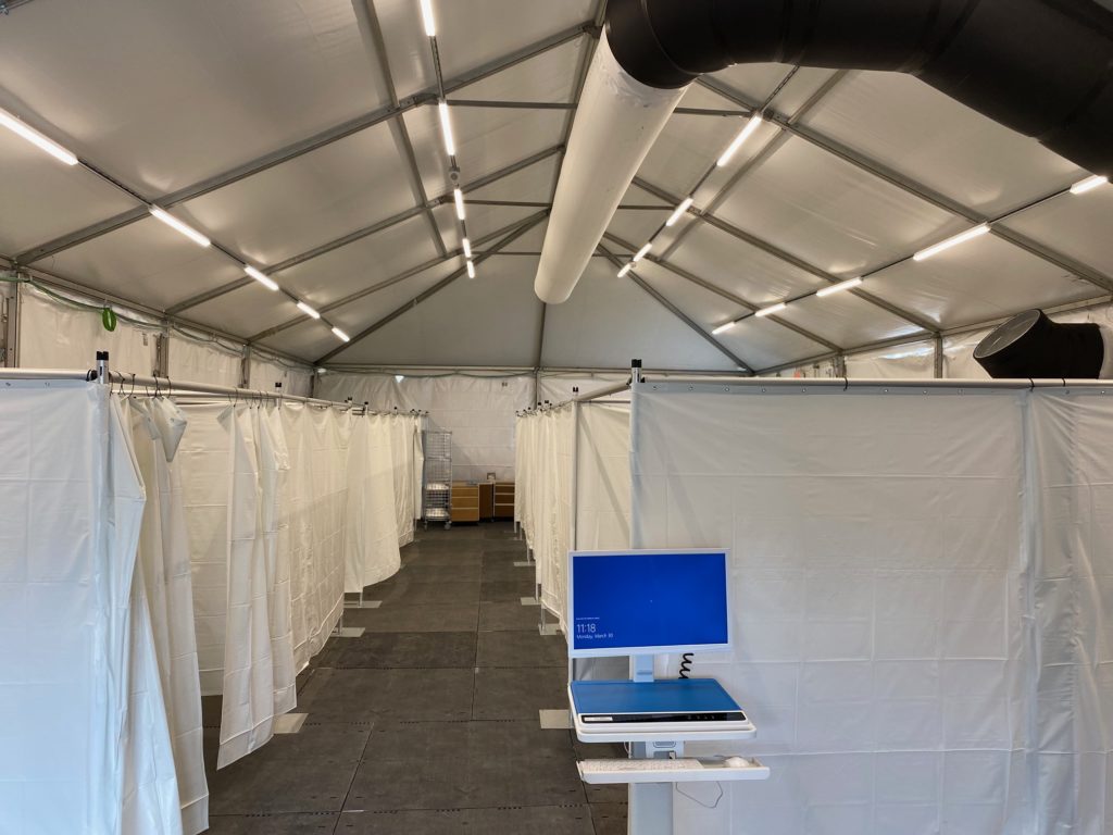 interior medical covid triage tent