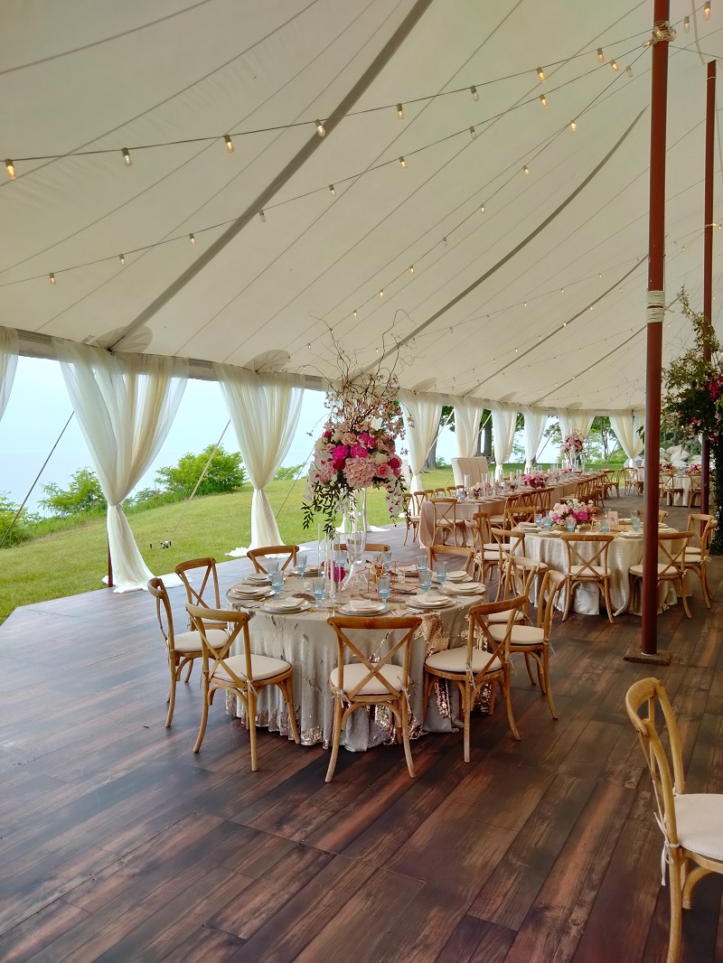 Barnwood floor wedding sailcloth tent