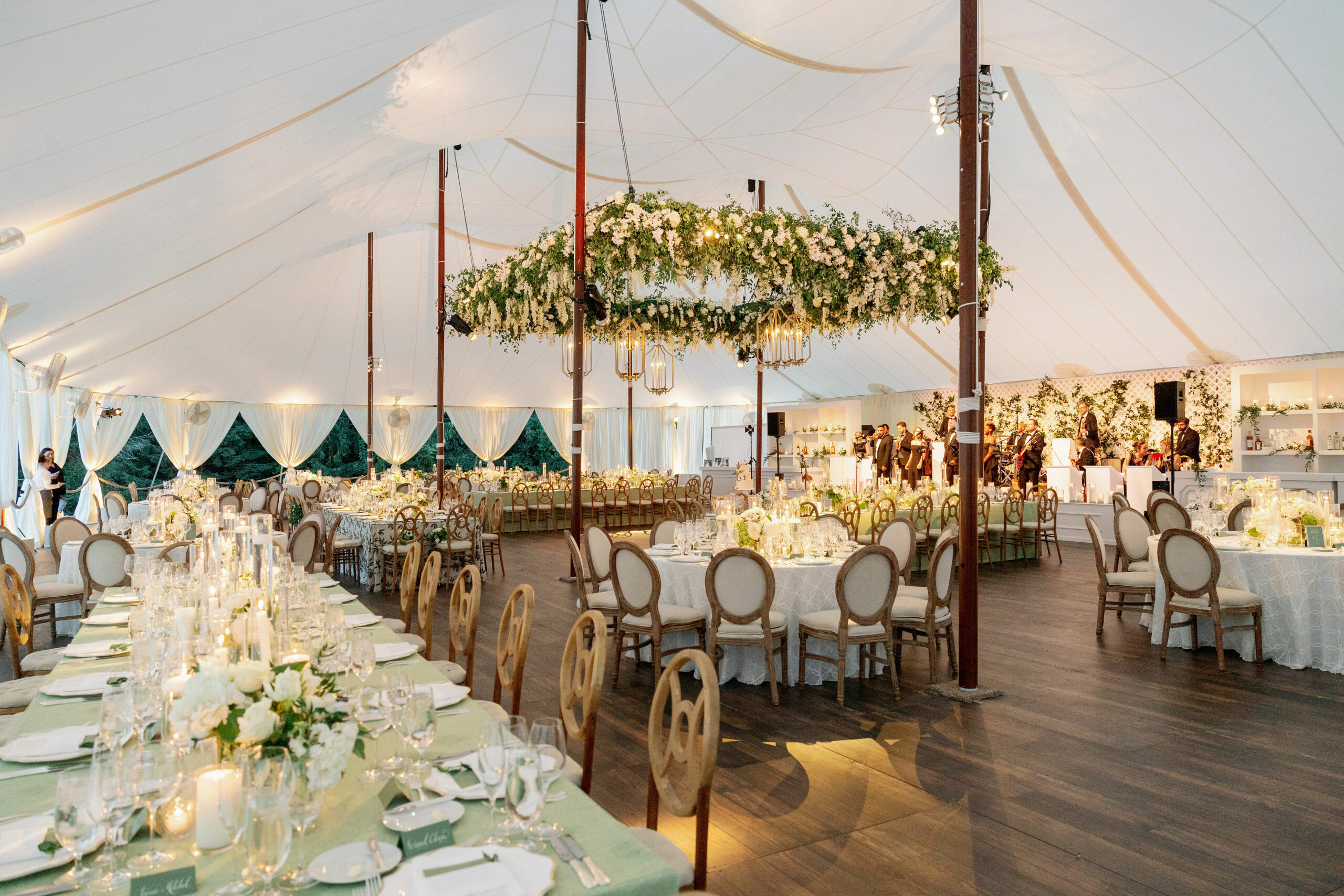 Country club sailcloth tent wedding