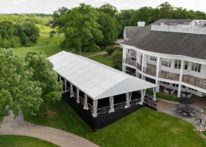 Seasonal Event Venue Structure Tent 12mx30m at a golf course in Illinois around the Chicago-land area.