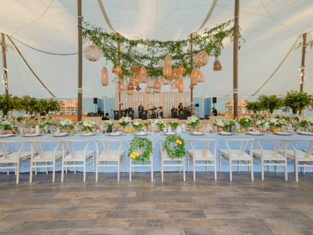 Sailcloth Wedding Reception Tent Bride and Groom Head Table